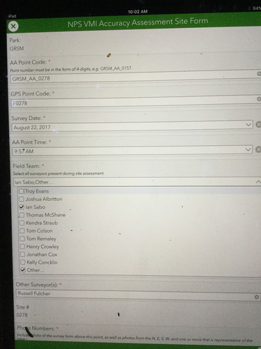 GRSM Accuracy Assessment. Plot Code: GRSM_AA_0278_1