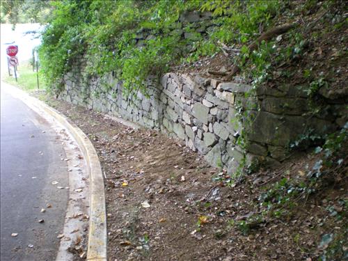 Stone wall repaired under contract on N. Waterside Drive - 10-08-08