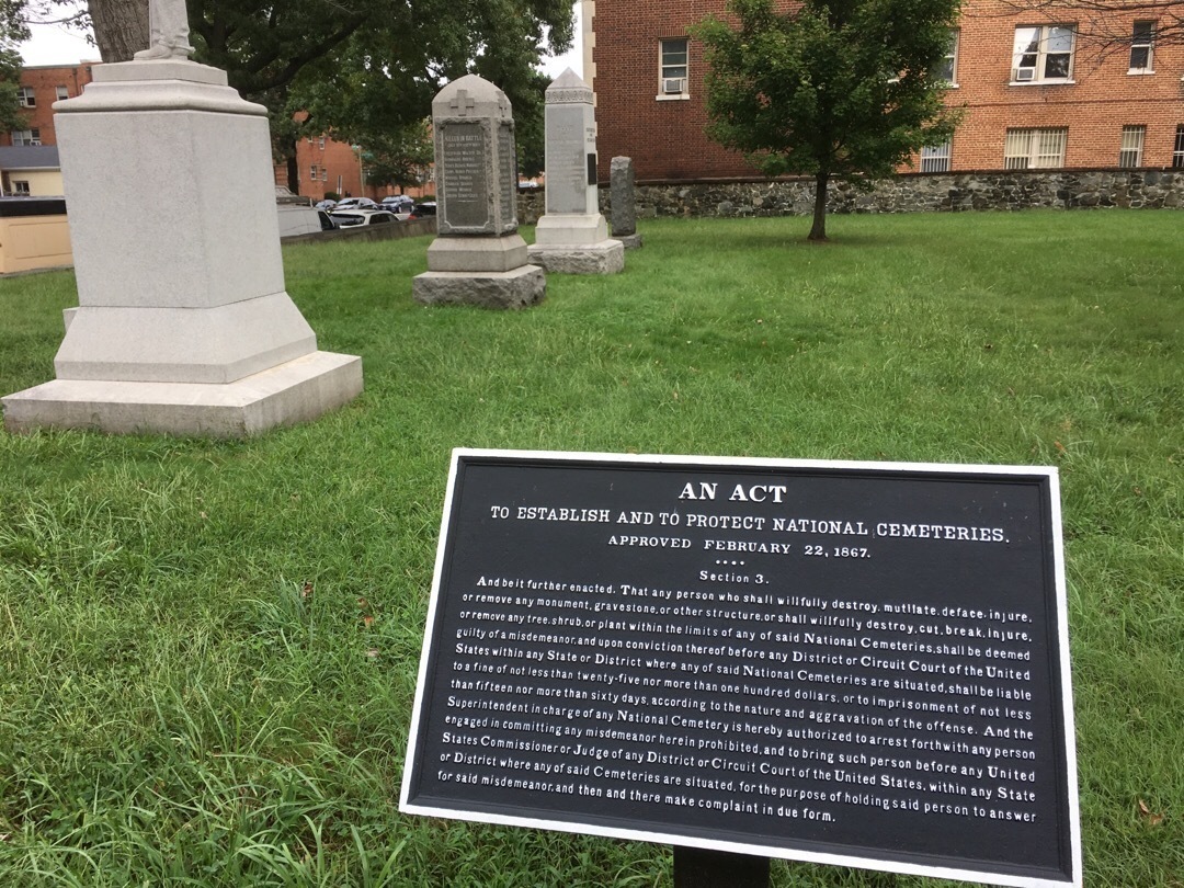 A plaque detailing the Act to Establish and to Protect National Cemeteries