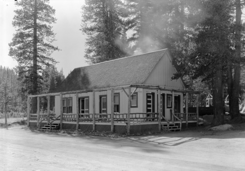 Main building at White Wolf Lodge from the north. Note tent frames in distance.