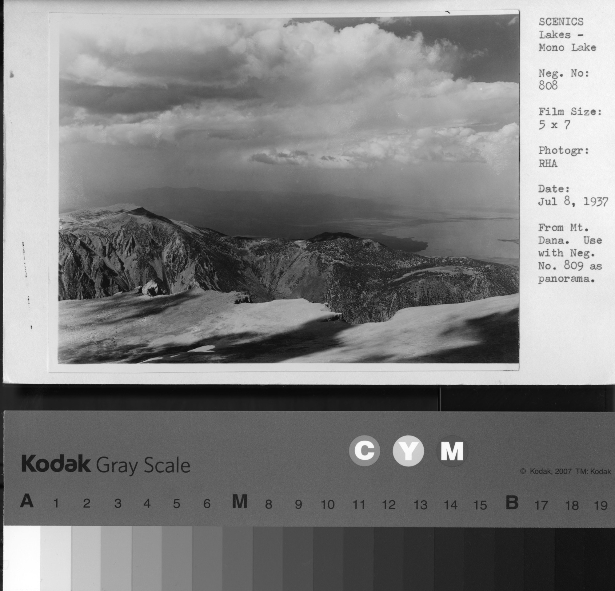 From Mt. Dana. Use with Neg. No. 809 as panorama.