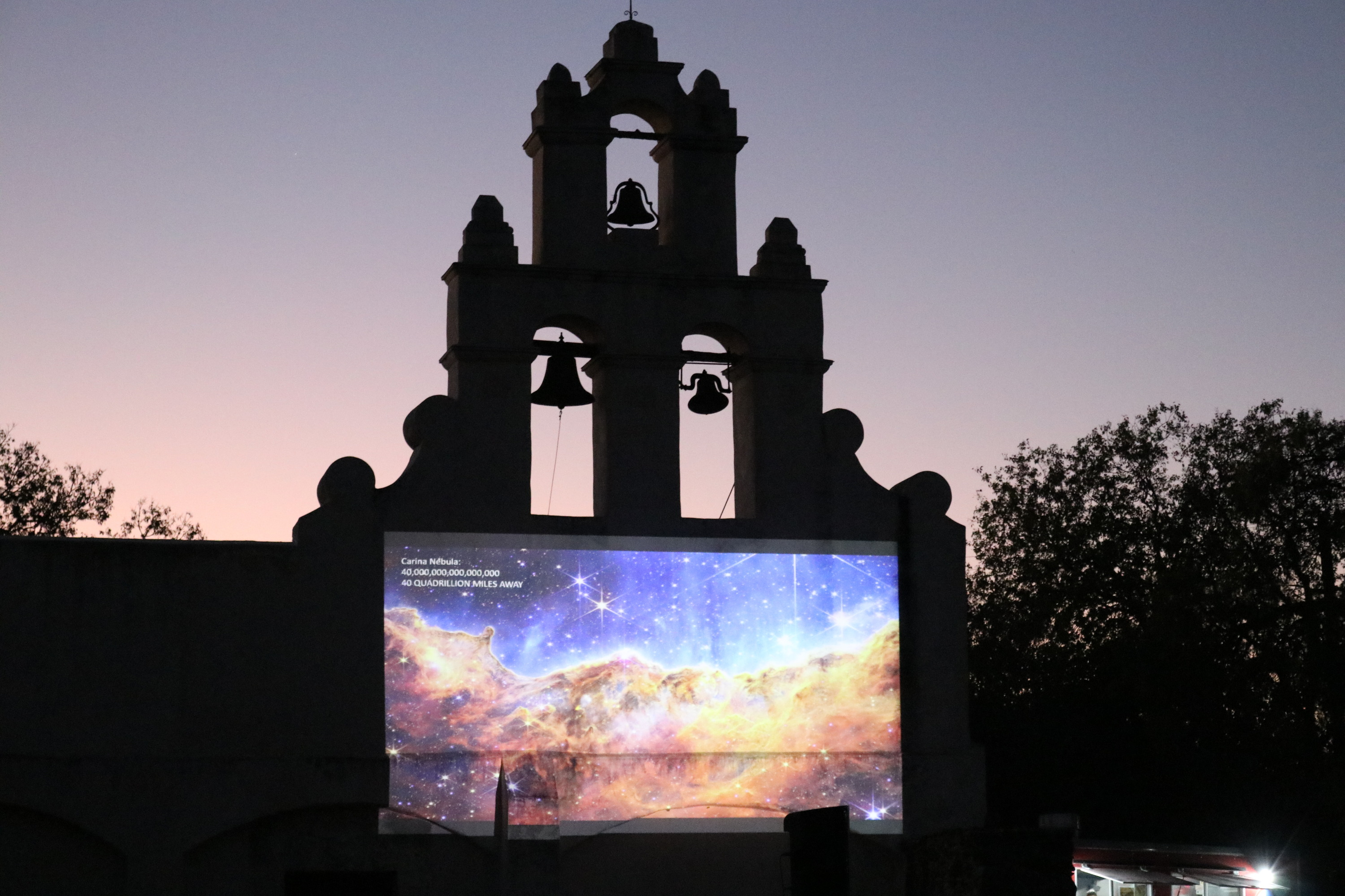 Projection of space on Church Facade