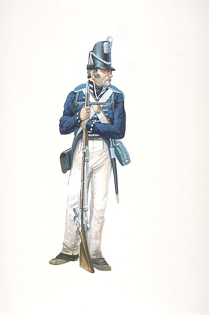 Private, 7th United States Infantry Along with the 44th Infantry served under General Andrew Jackson during the Battle of New Orleans. Later in 1815 the two regiments were consolidated to form the 1st United States Infantry.