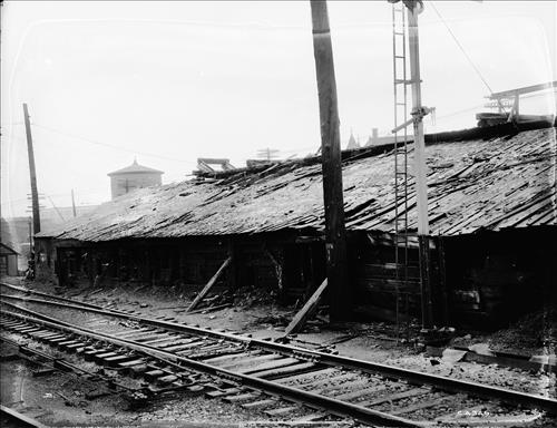 C4342-C4349--Syracuse, NY--Along West Feyette Street near Magnolia Street--Broken down coal trestle
