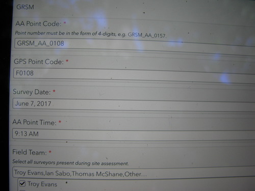 GRSM Accuracy Assessment. Plot Code: GRSM_AA_0108_1
