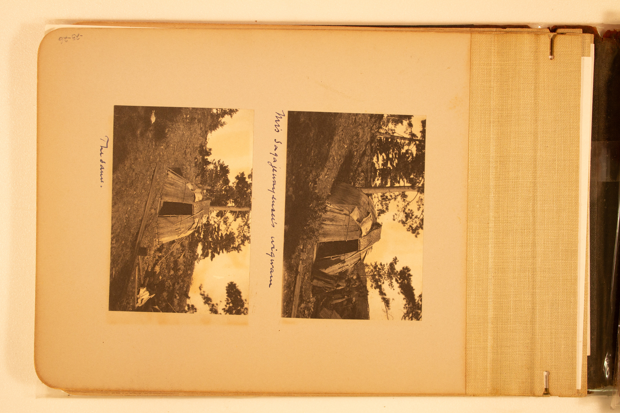 Two views of a wigwam.