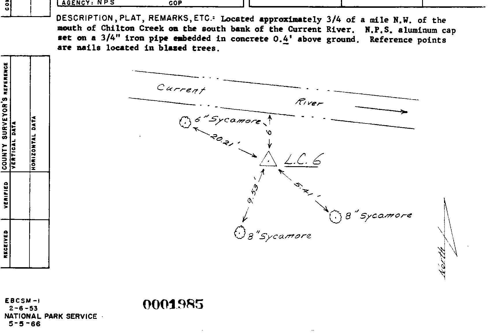 00001985 Survey Monumentation Sketch
