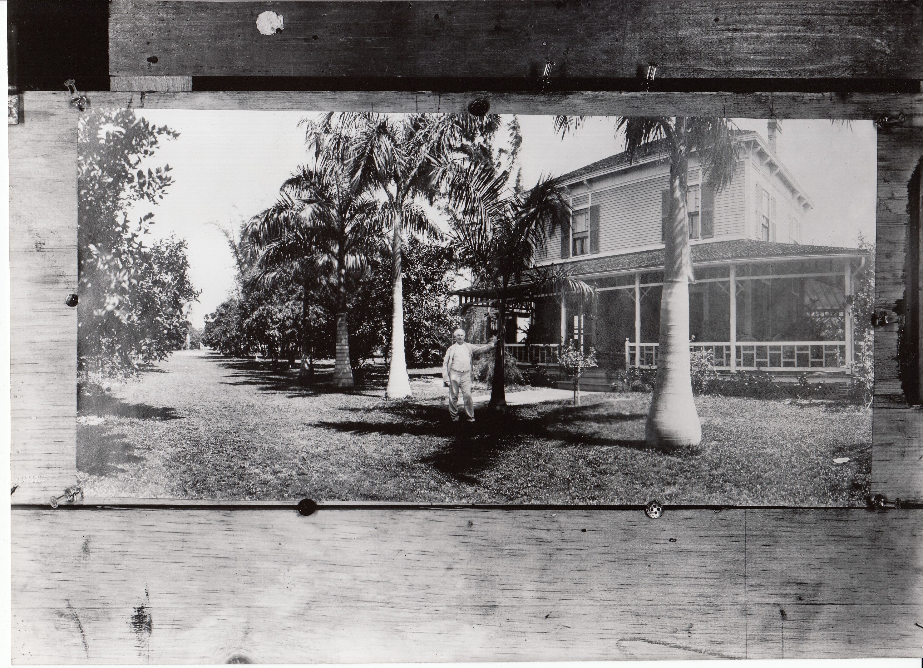 Thomas Edison in front of his Florida house.