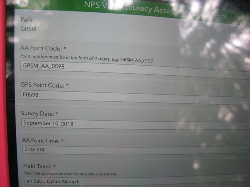 GRSM Accuracy Assessment. Plot Code: GRSM_AA_0598_1