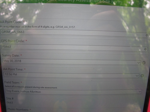 GRSM Accuracy Assessment. Plot Code: GRSM_AA_0663