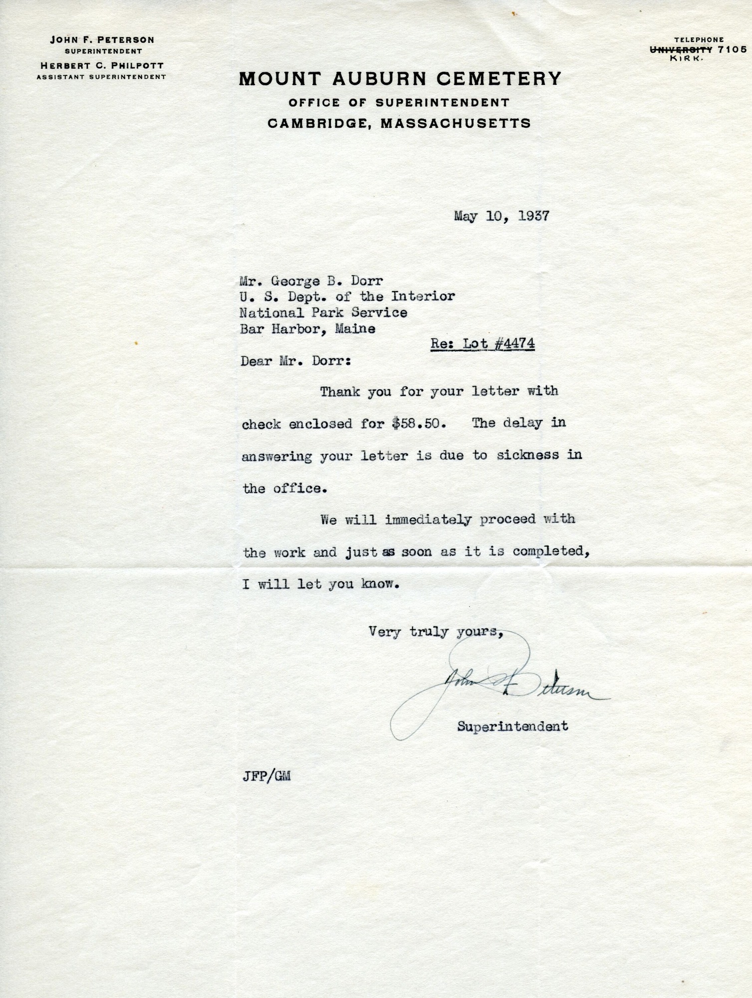 Letter, Dorr to Peterson, May 10, 1937.tif