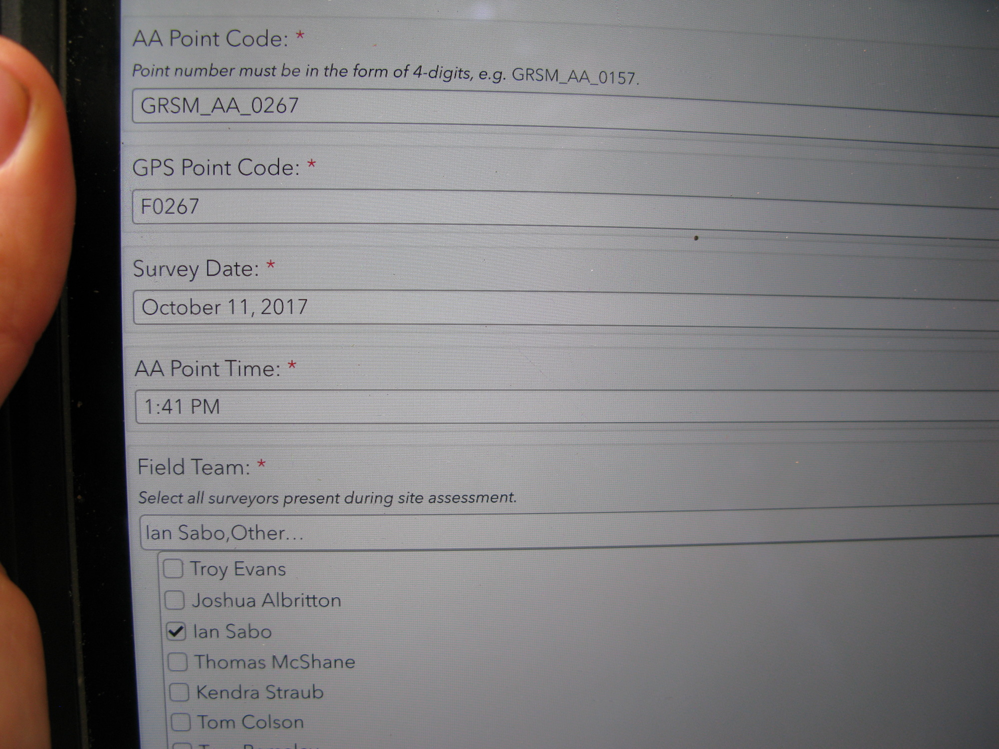 GRSM Accuracy Assessment. Plot Code: GRSM_AA_0267_1