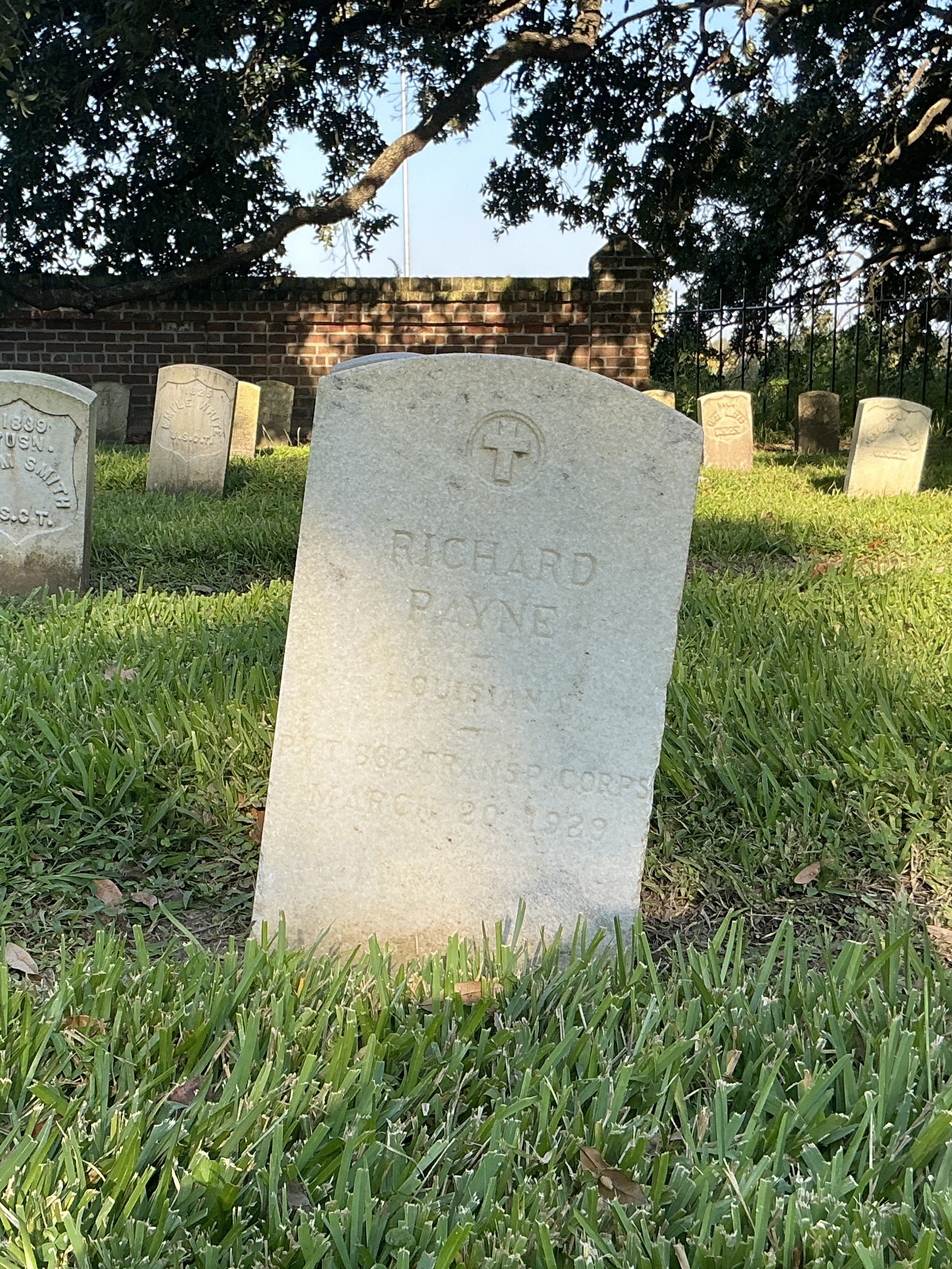 Front of upright marble headstone with flat face.