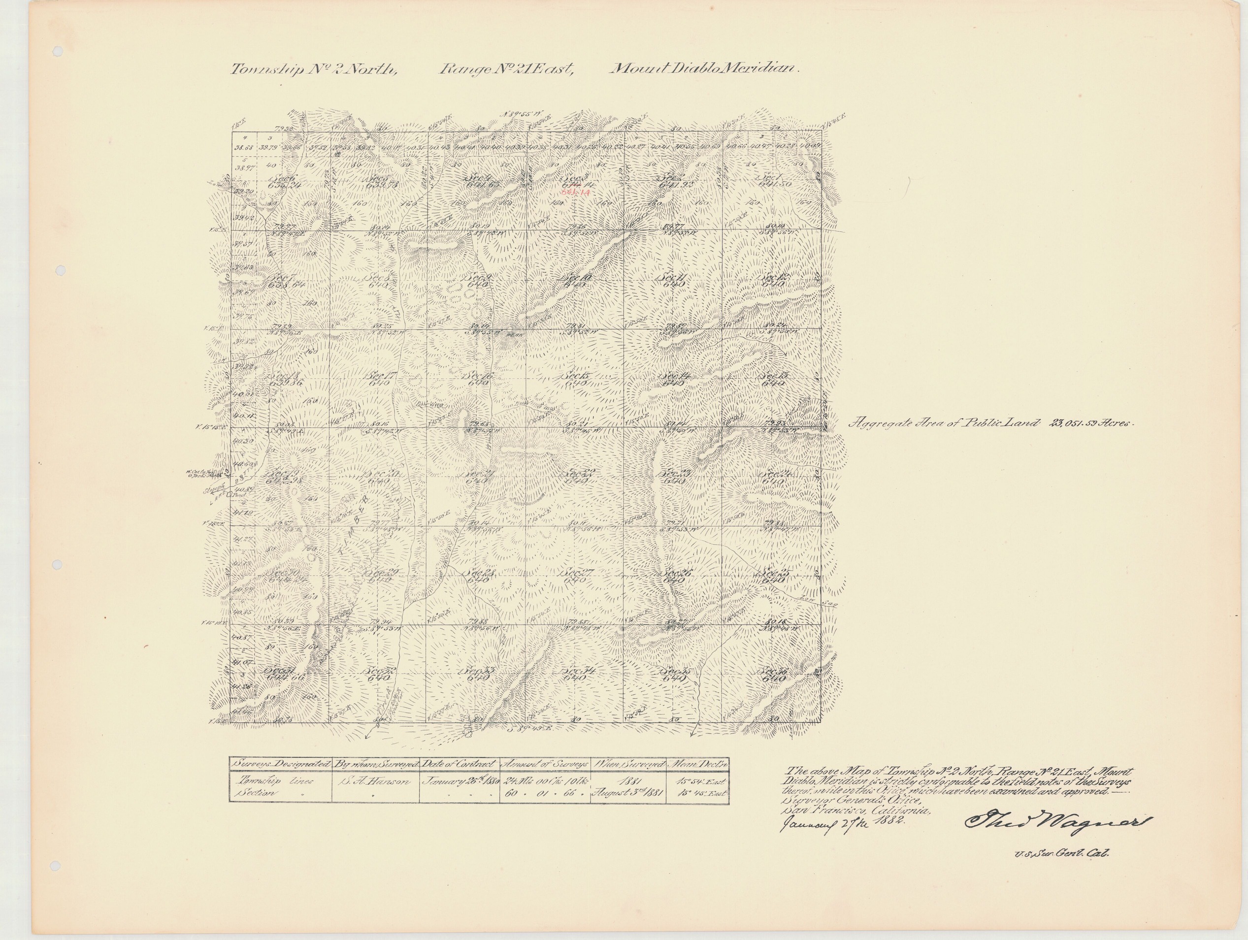 Map of Township No. 2 North, Range No. 21 East, Mount Diablo Meridian Survey