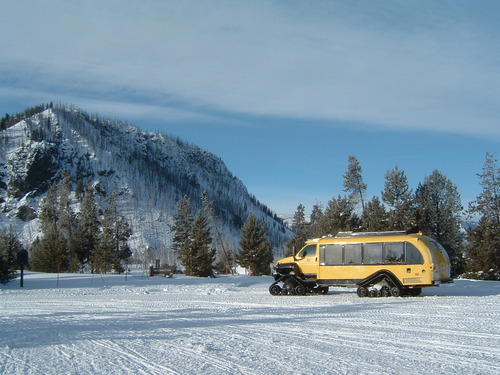 Thematic Websites Alternative Transportation Yellow Bus Prototype on Tracks