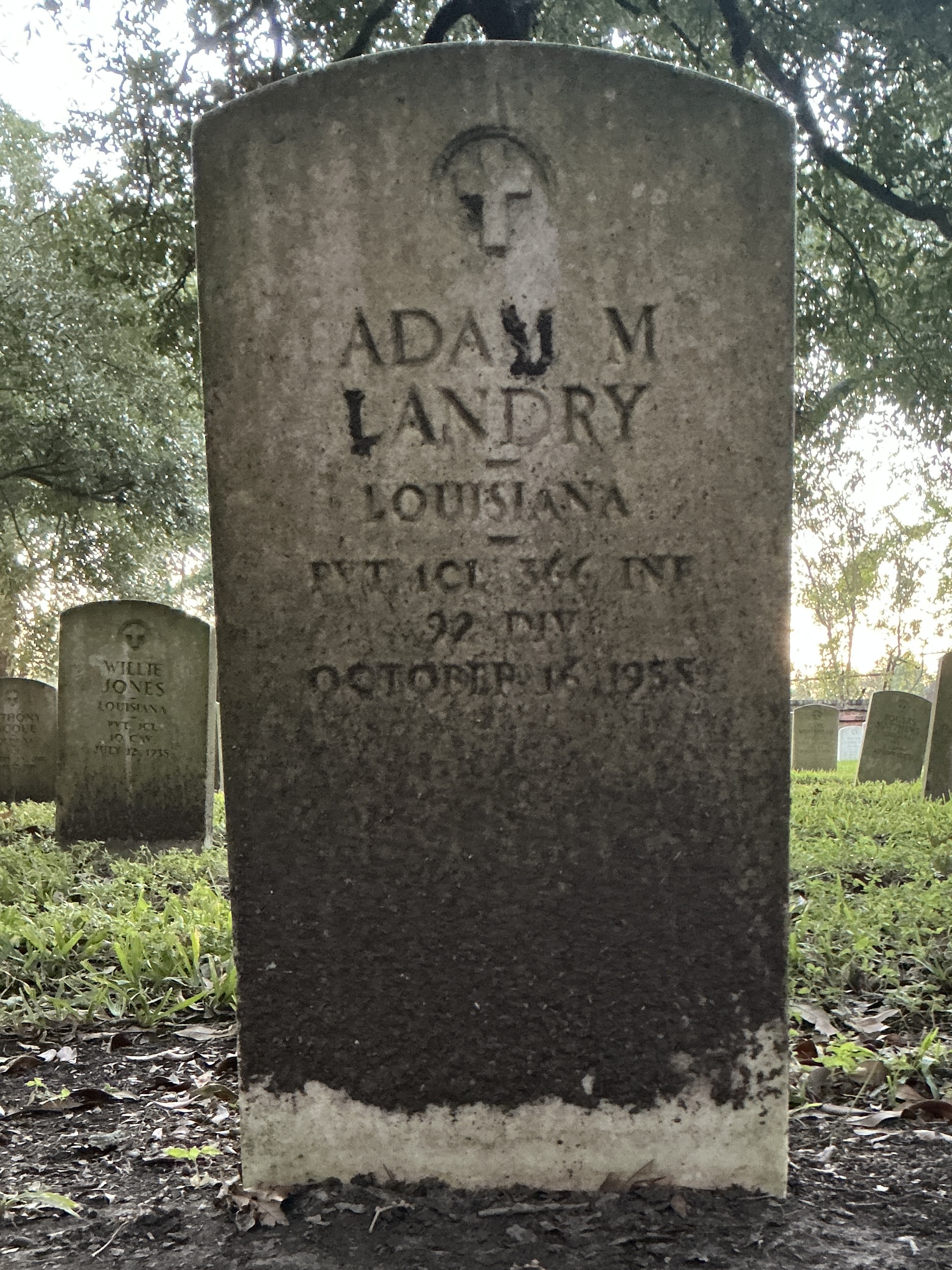 Front of upright marble headstone with flat face.