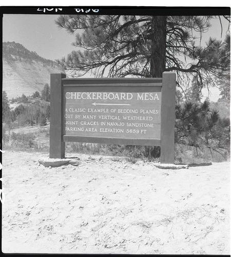 Interpretive sign at Checkerboard Mesa.