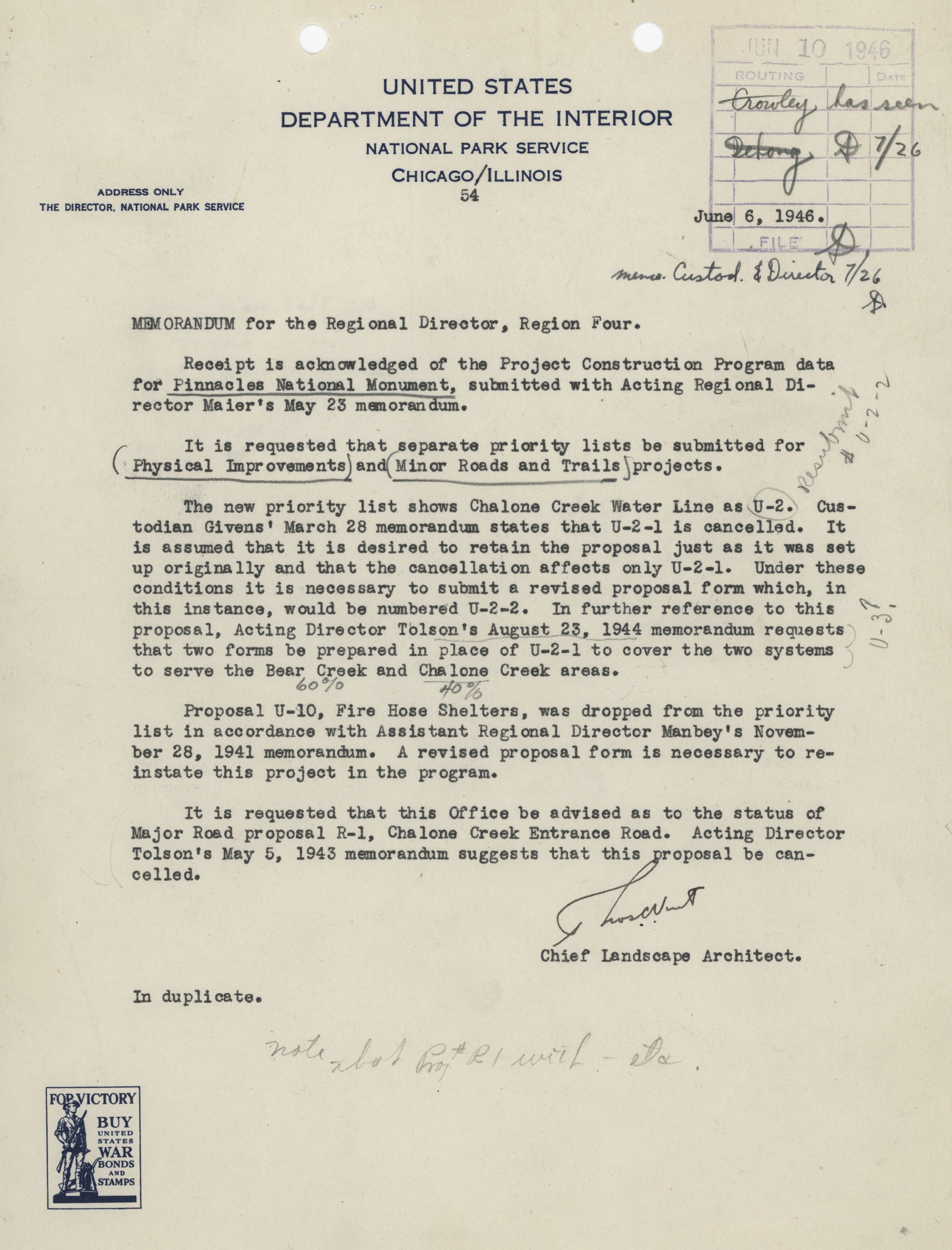 Project Construction Program Memorandum