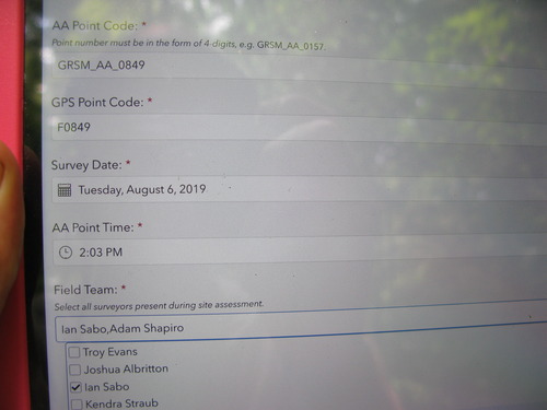 GRSM Accuracy Assessment. Plot Code: GRSM_AA_0849_1