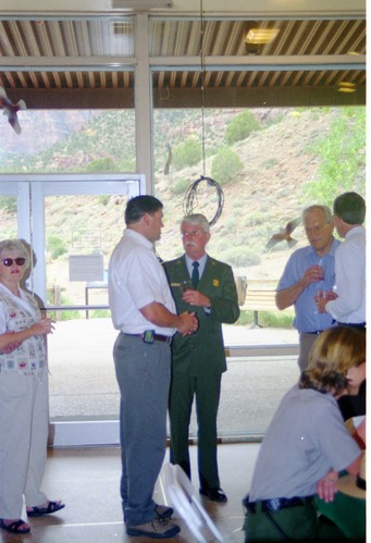 Color Photos of the opening celebration for the new visitor center - Same day as the official shuttle launch.