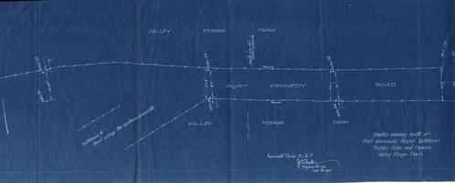 Sketch Showing width of Port Kennedy Road between Trolley Poles and Fences.