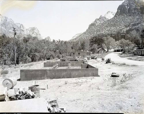 Construction of new residences, Watchman Housing Area - pouring of foundations for Building 40, Building 41.