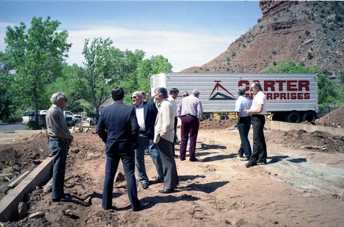 Color Photos of groundbreaking ceremony for remodeling of headquarters / visitor center building.