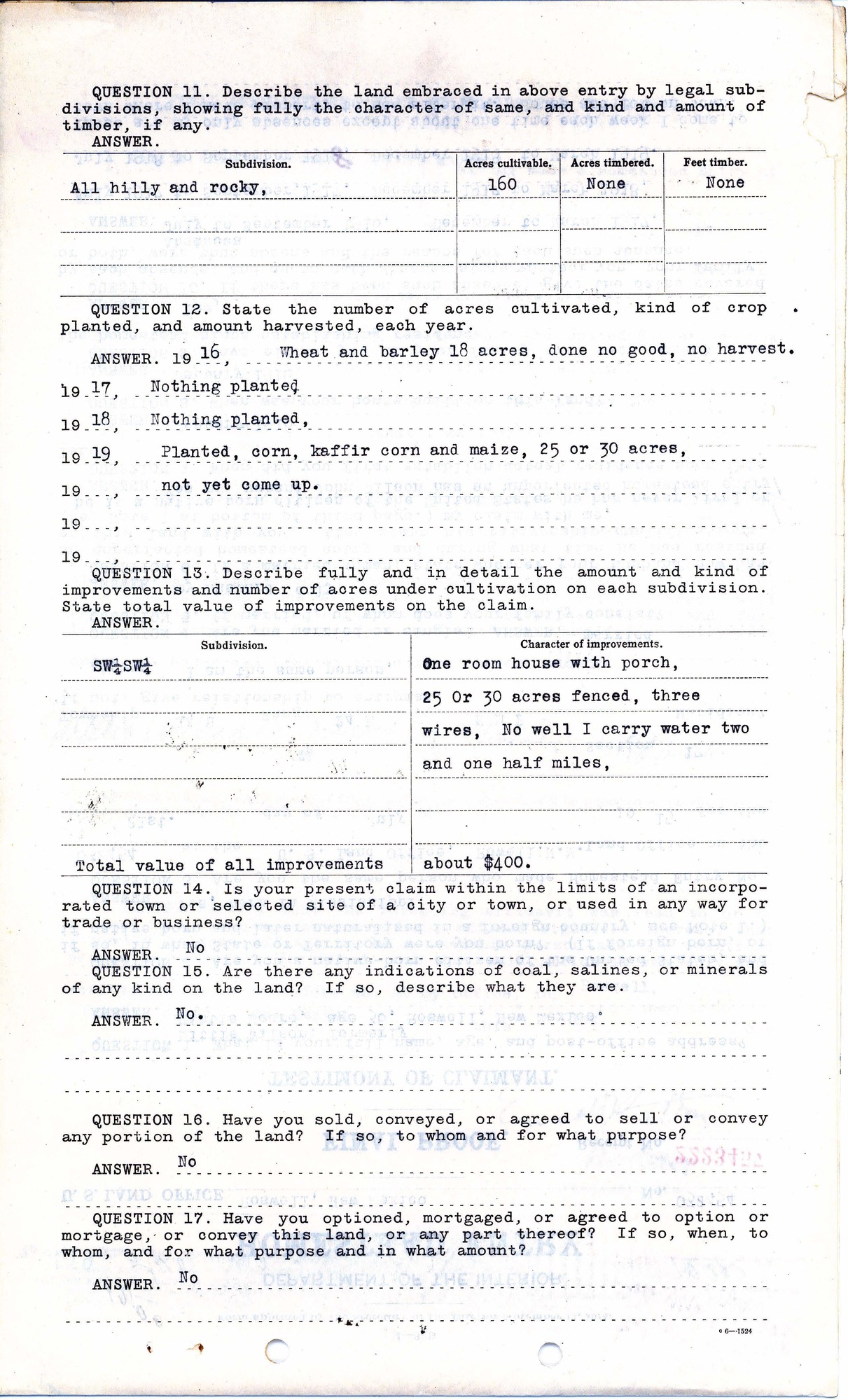 Scanned image of form. See description for text.