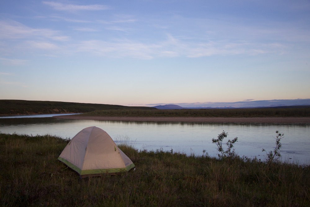 tent on the tundra, beside the Noatak River