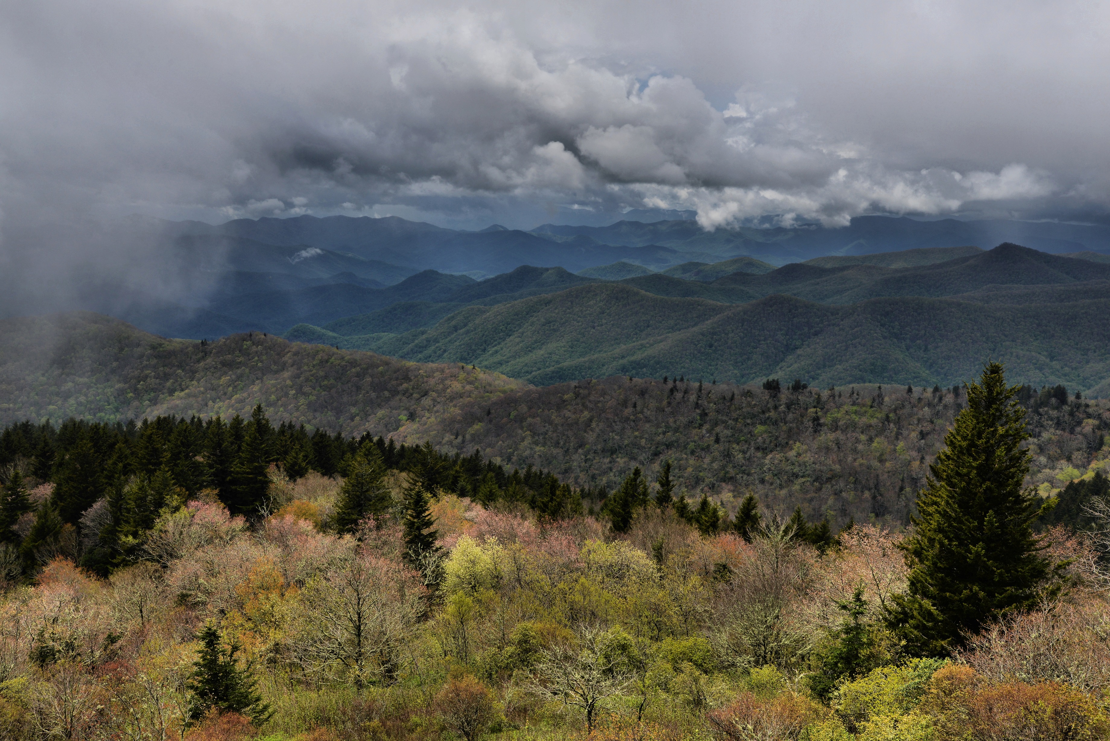 Cloudy view from Cowee Mountain Parking Overlook