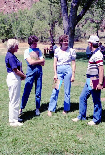 Color Photos of the parks 72nd anniversary celebrations- cake cutting, barbecue, speakers.