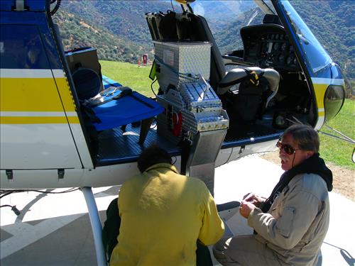 Park helicopter performs aerial ignition and reconnaissance on Highbridge Prescribed Fire, Sequoia and Kings Canyon National Parks, October 2005
