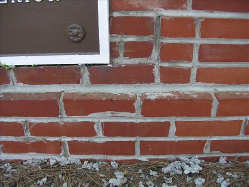 Brick repointing of CCC Entrance Signs at Kennesaw Mountain National Battlefield Park in March 2007