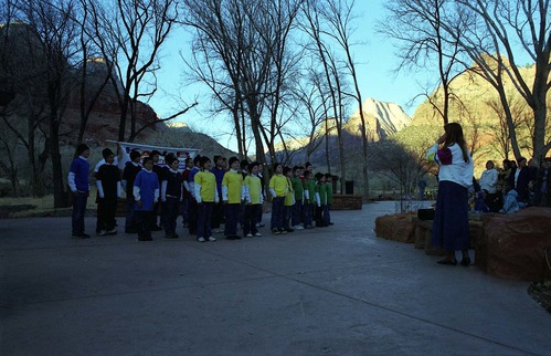 Color Photos of the ceremony surrounding the Olympic Torch passing through Zion.