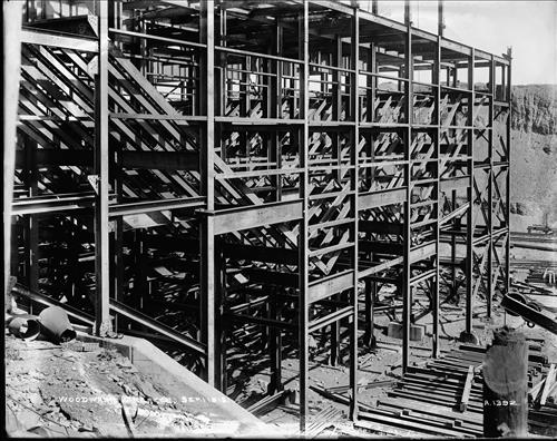 A1386-A1393--Edwardsville, PA--Woodward Breaker--Construction Progress--Erection of Steelwork--Side View [1918.08.01]