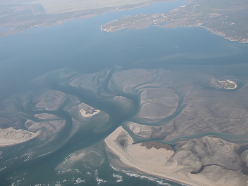 Aerial photograph of New Drum Inlet.