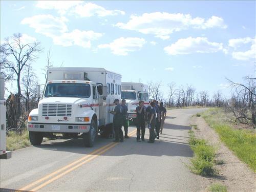 Alpine Hot Shots firefighting crew visit Mug House cliff dwelling, Mesa Verde National Park