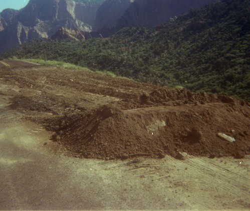 Color Photos of rock slides in Kolob Canyon.