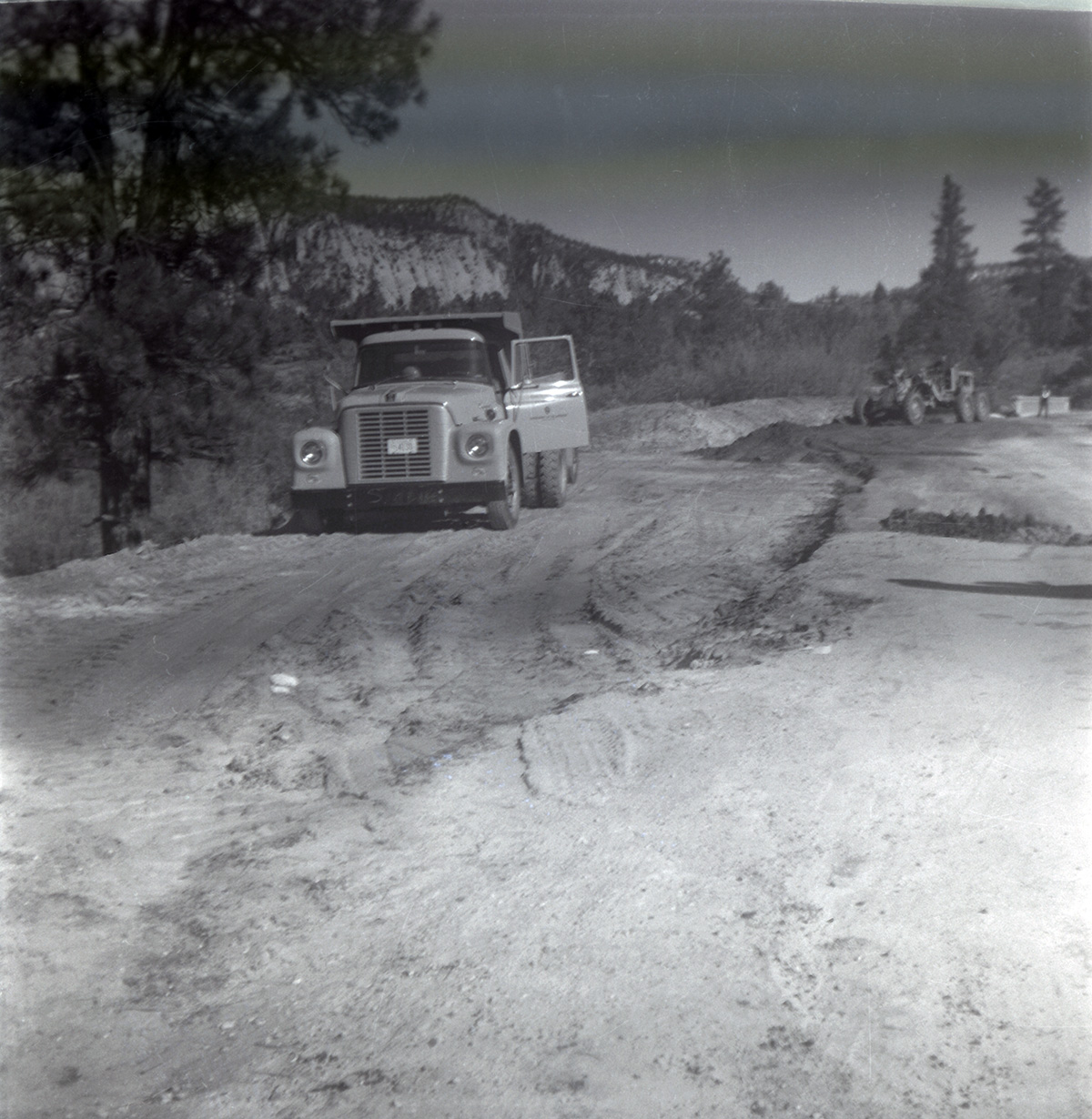 Construction truck during east side road repair and turn out construction.