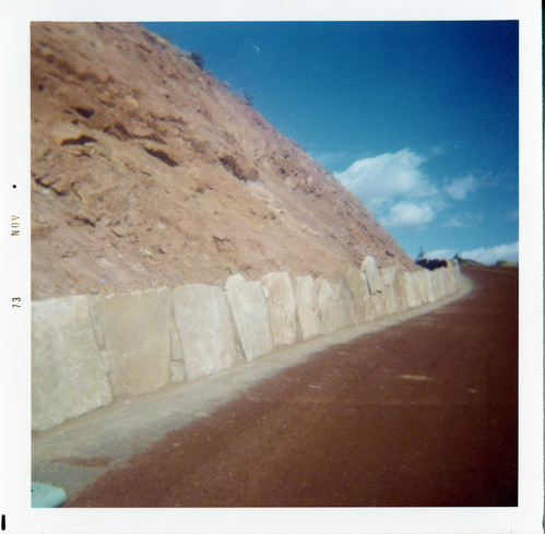 Slide control wall during construction along Kolob Canyon Road.