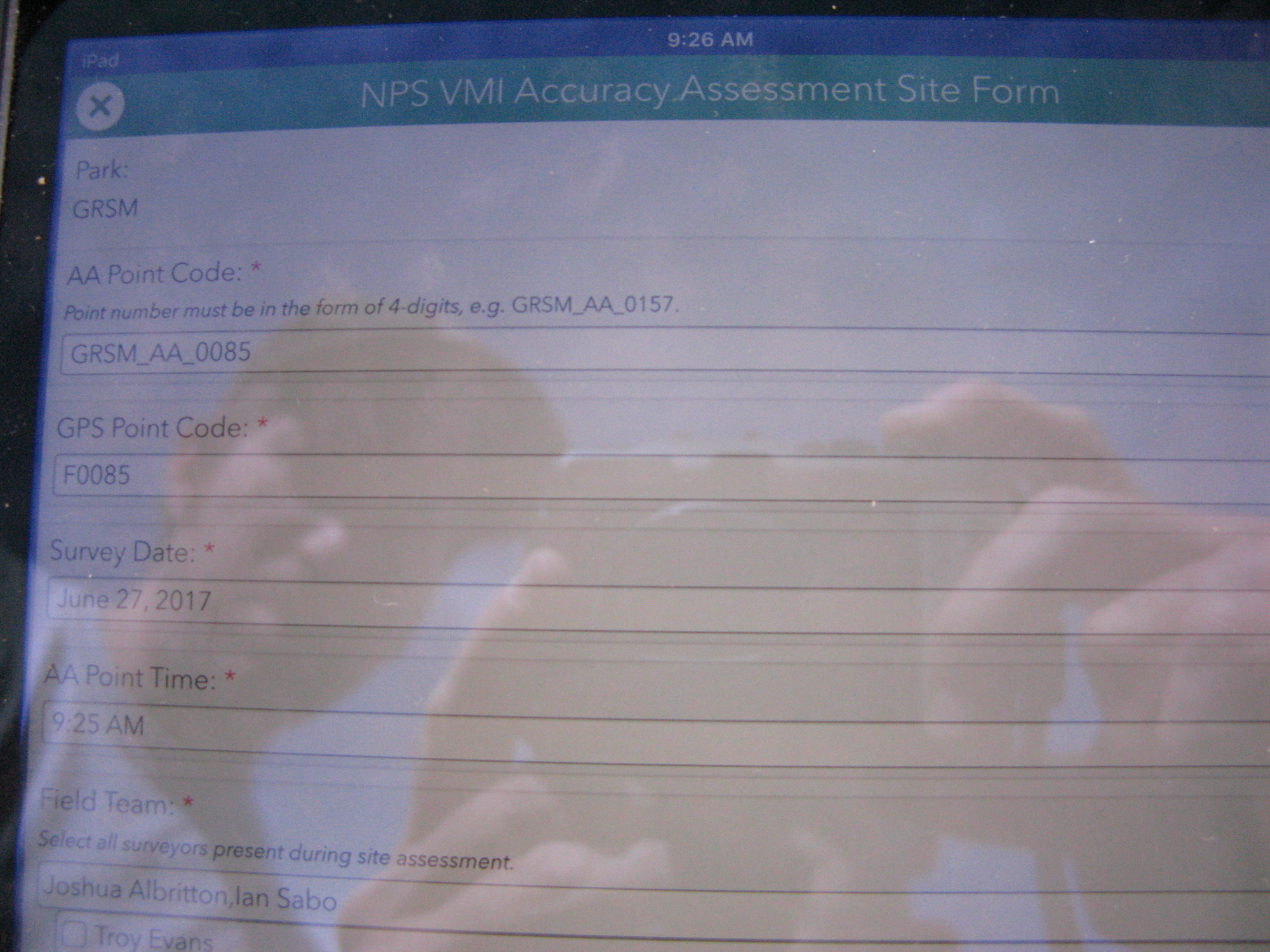 GRSM Accuracy Assessment. Plot Code: GRSM_AA_0085_1