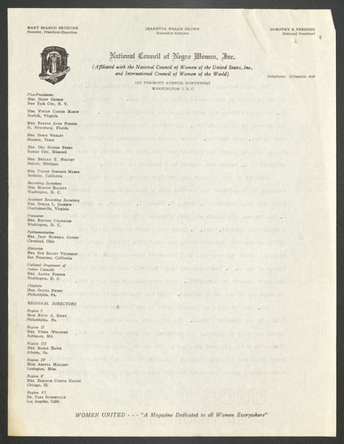 NCNW, meeting minutes, 1951