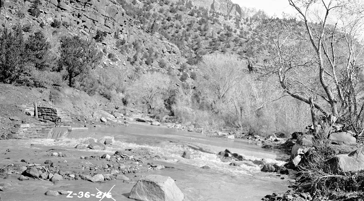 The Virgin River and the diversion dam.