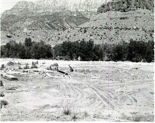 Construction of comfort station, Watchman Campground.