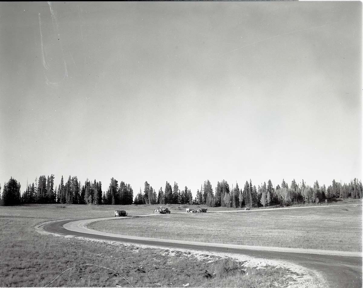 BW Photos of road repairs at Cedar Breaks. Large Format.