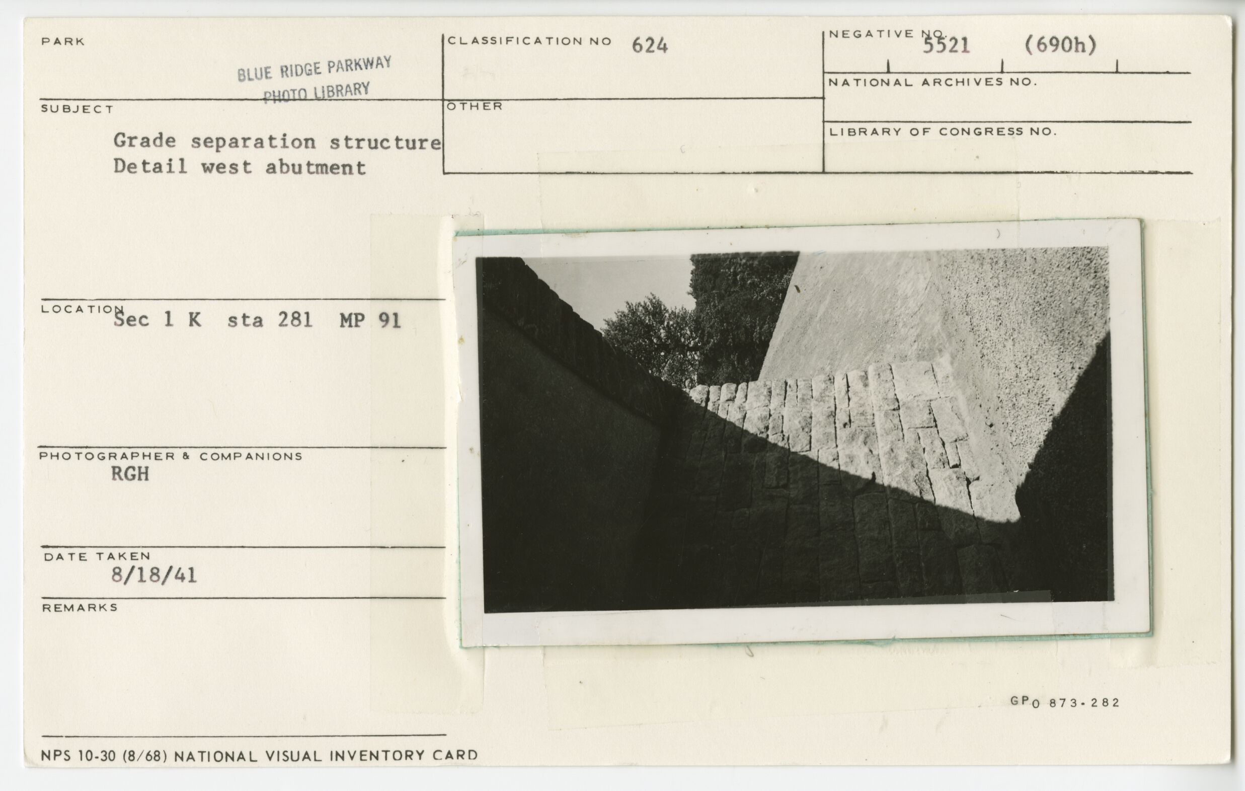 Grade separation structure showing detail of west abutment