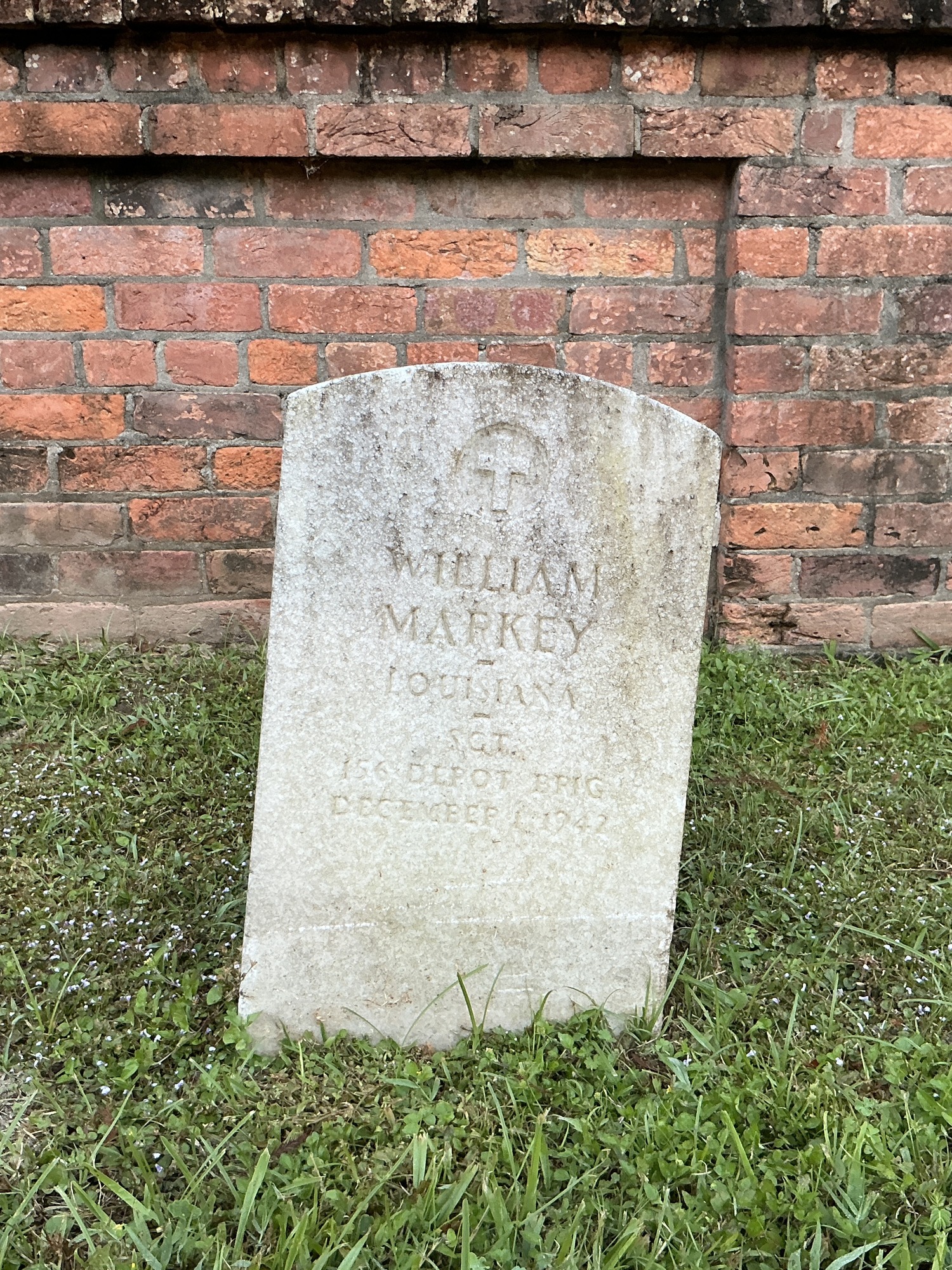 Front of upright marble headstone with flat face.