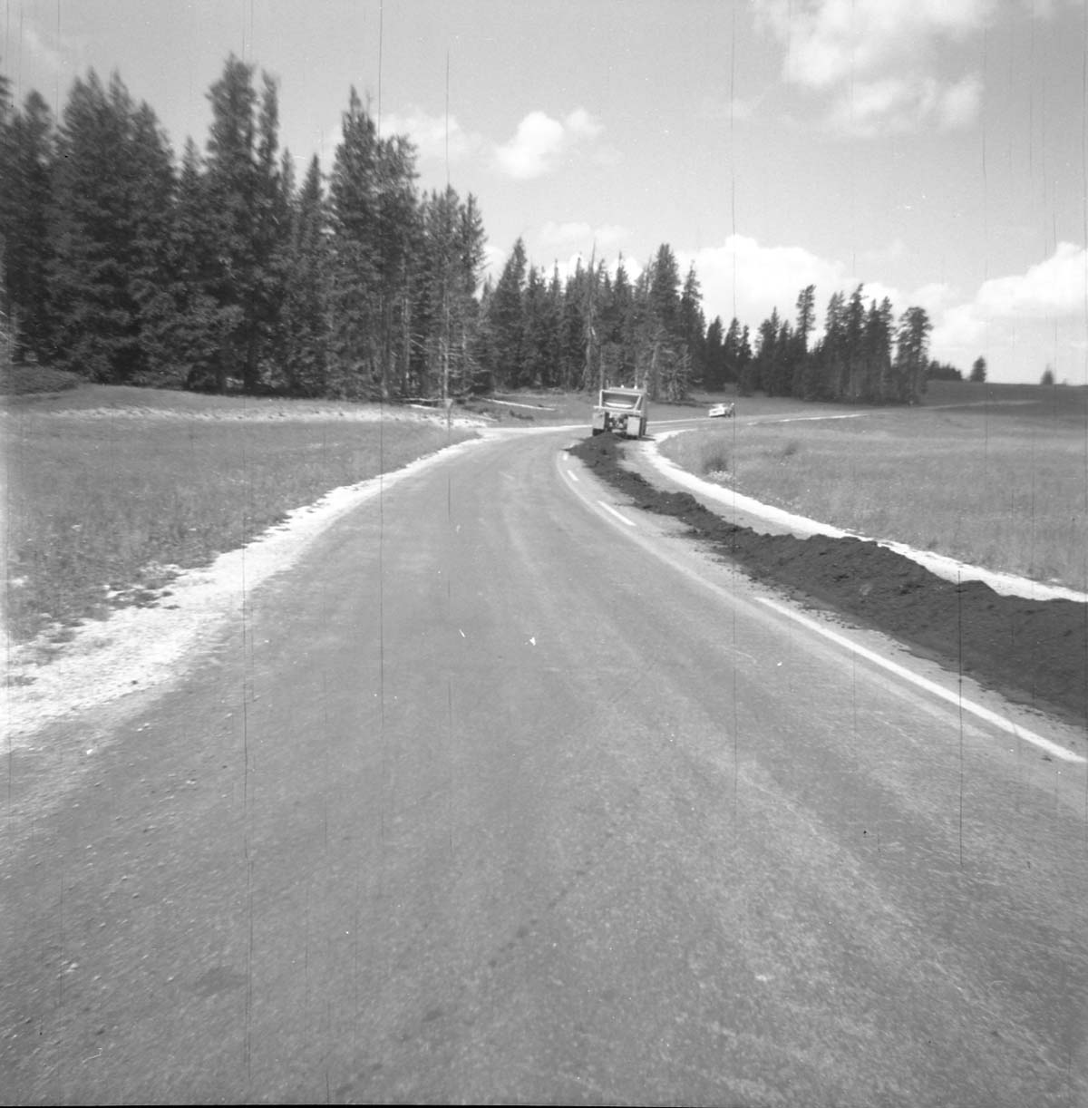BW Photos of road repairs at Cedar Breaks.