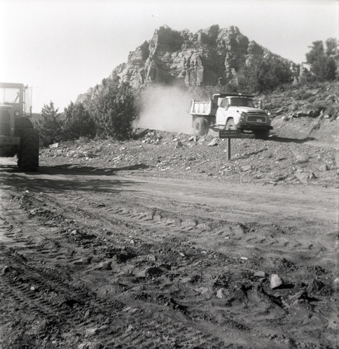 Construction vehicles working during road grading to Chamberlain Ranch and the Narrows.