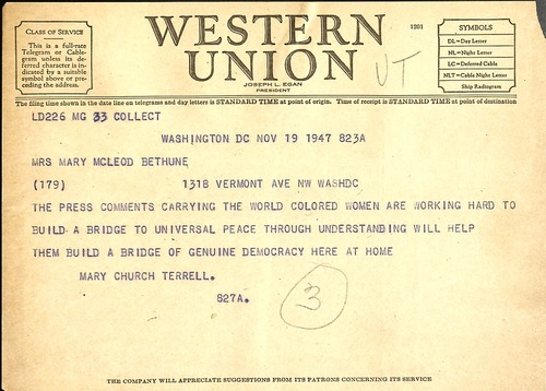 National Council of Negro Woman correspondence, 1947